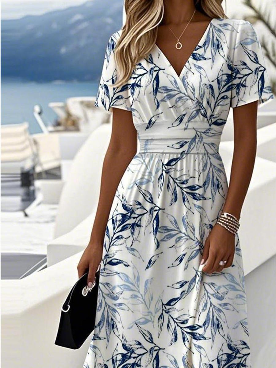 Myka™ | Plantenprint midi jurk