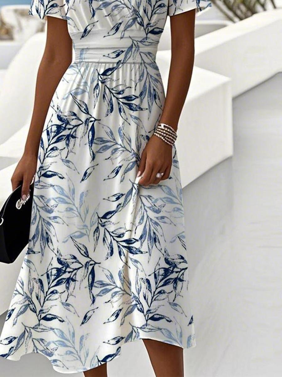 Myka™ | Plantenprint midi jurk