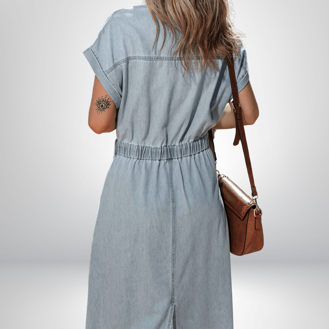 Sofia™ | Denim jurk met vleermuismouwen