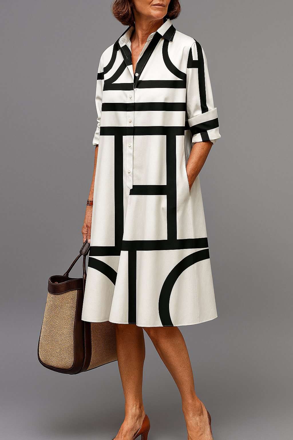 BRIGITTE | Luxe Midi Jurk voor Eenvoudige Elegantie