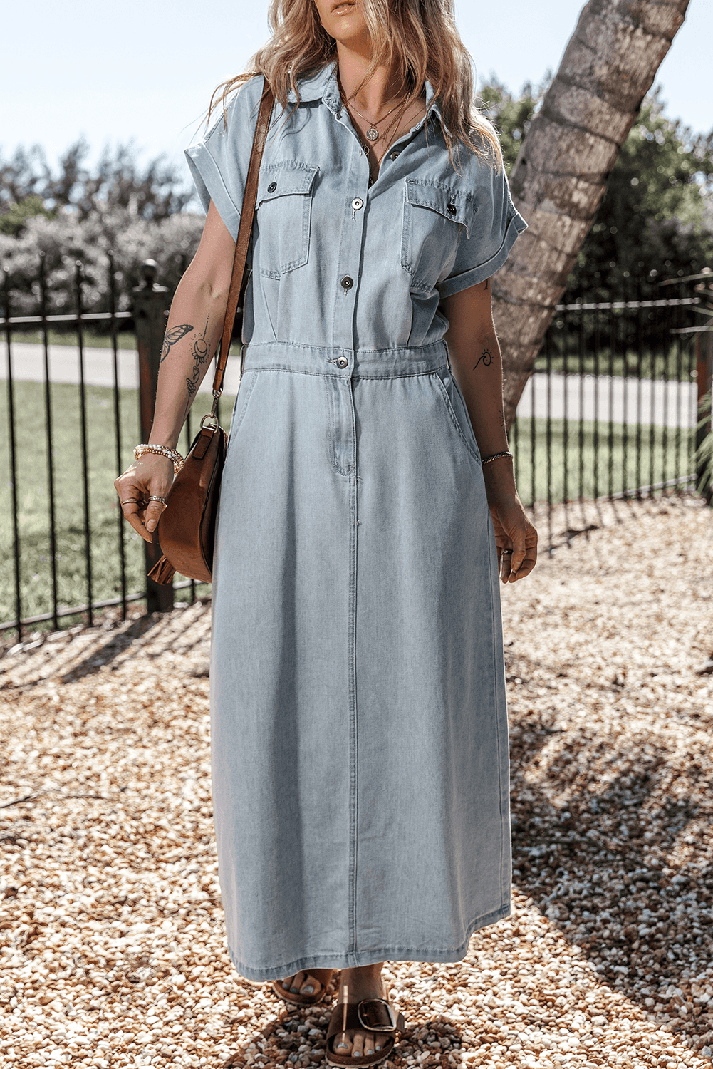 Sofia™ | Denim jurk met vleermuismouwen