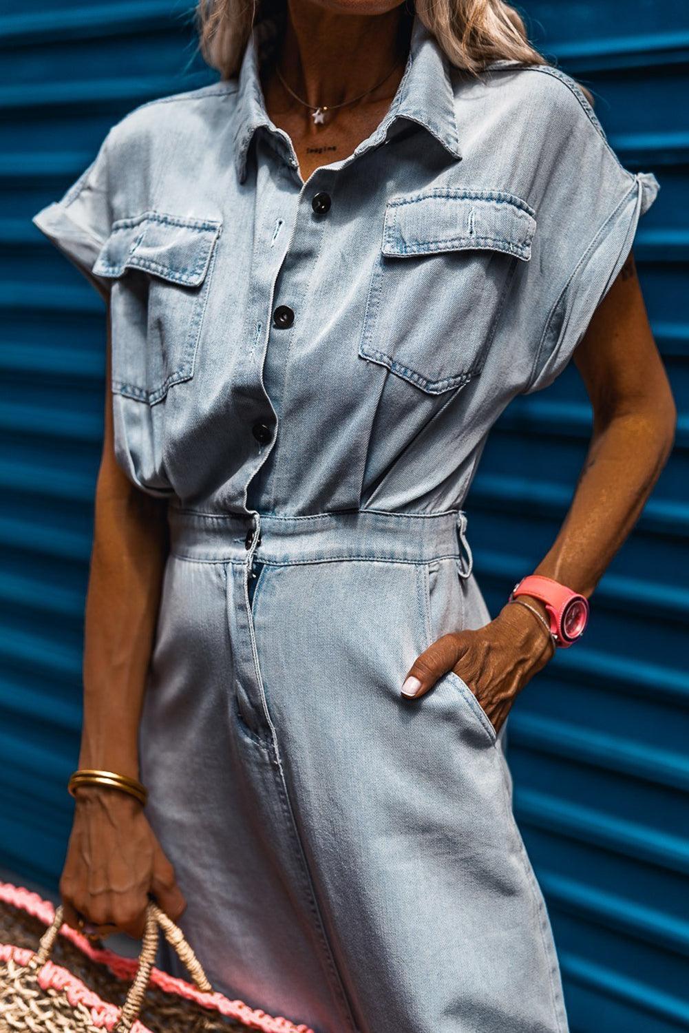 Sofia™ | Denim jurk met vleermuismouwen