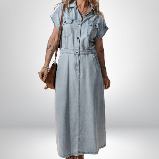 Sofia™ | Denim jurk met vleermuismouwen