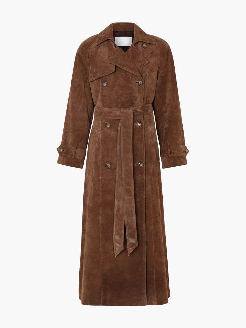 Olana - Suede Leather Trench Coat