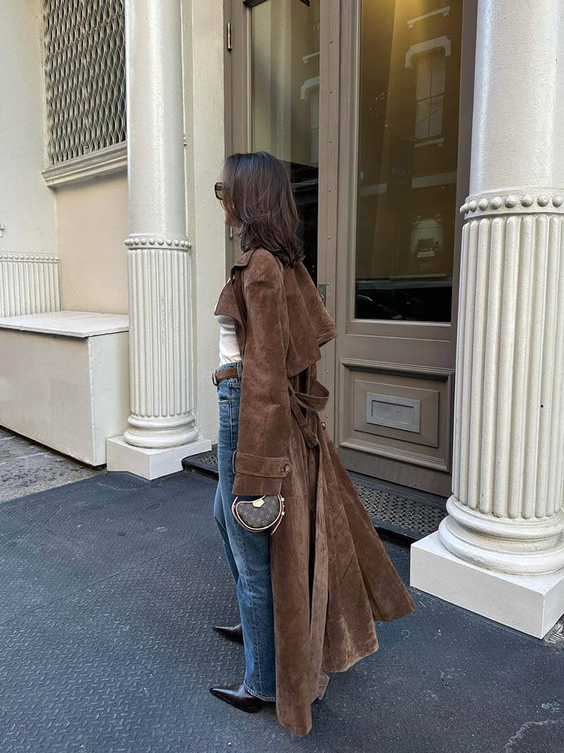 Olana - Suede Leather Trench Coat