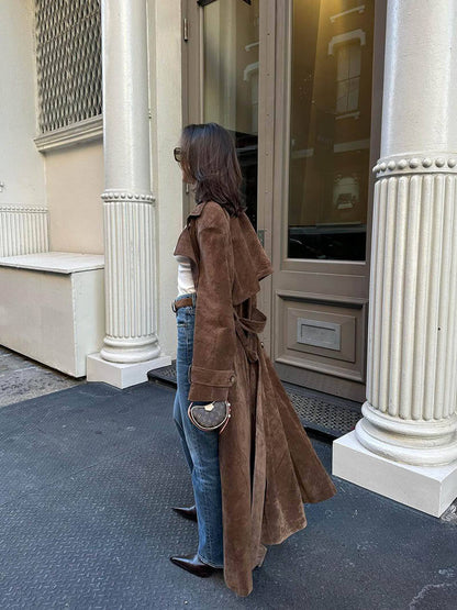 Olana - Suede Leather Trench Coat