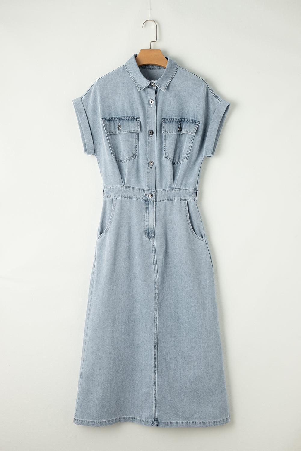 Sofia™ | Denim jurk met vleermuismouwen